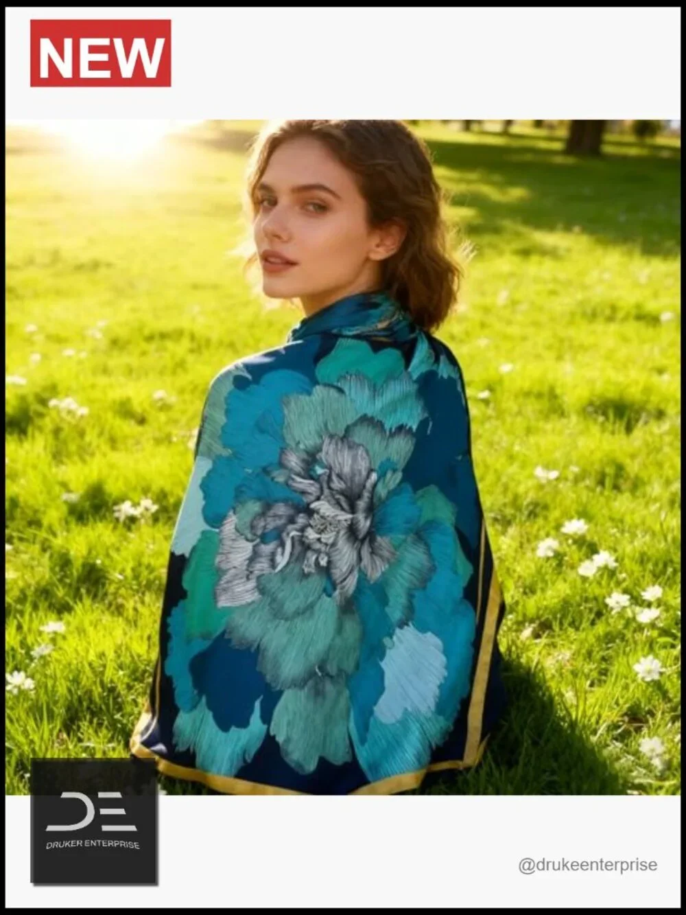 Large Square Silk Feeling Scarf 43